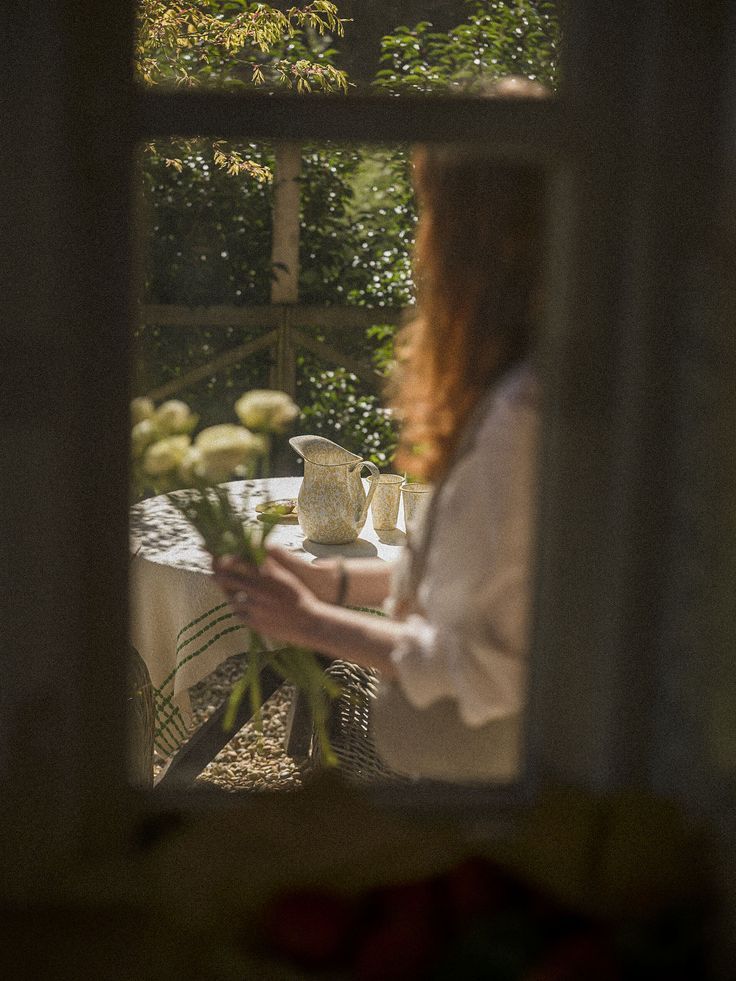woman with herbal plants.